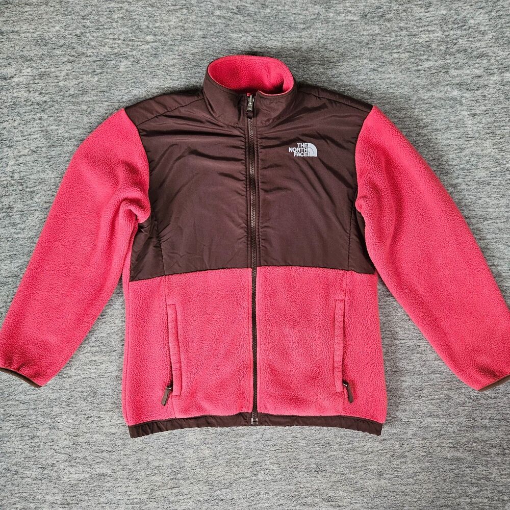 The North Face Girls XL Denali Fleece Jacket Pink Brown Fuzzy Warm Polartec Gorp